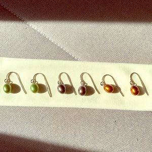 Set of 3 Teardrop Pearl Earrings